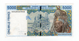 Stati dell'Africa Occidentale - Banca Centrale degli Stati dell'Africa Occidentale (dal 1958) 5000 Franchi - N° 03129337959 - P# 13
SPL
Spedizione i...
