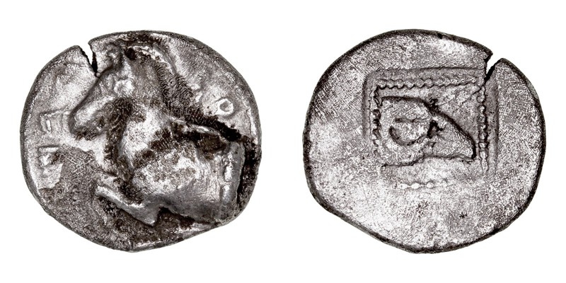 MONEDAS ANTIGUAS
TRACIA
Dracma. AR. Maroneia. (C. 495-448 a.C.). A/Caballo a l...
