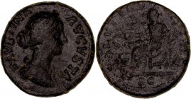 IMPERIO ROMANO
FAUSTINA, ESPOSA DE M. AURELIO
As. AE. R/SALVTI AVGVSTAE. S.C. 11,09 g. RIC.1671. MBC-/BC