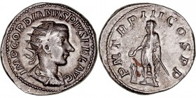 IMPERIO ROMANO
GORDIANO III
Antoniniano. AR. R/P.M. TR. P. III COS. P.P. 5,04 g. RIC.38. MBC+