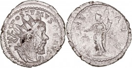 IMPERIO ROMANO
PÓSTUMO
Antoniniano. VE. R/MONETA AVG. Moneta estante a la izq. portando peso y cornucopia. 4,19 g. RIC.75. MBC/BC