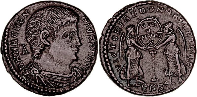 IMPERIO ROMANO
MAGNENCIO
Centenional. AE. R/VOT. V/ MVLT. X. Dos victorias sos...