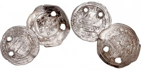 MONEDAS ÁRABES
CALIFATO DE CÓRDOBA
ABD AL RAHMAN III
Lote de 2 monedas. AR. Dírhem 338 y 350 H. Medina Azahhra. Ambas con dos taladros, si no BC+...