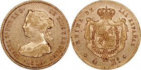 MONARQUÍA ESPAÑOLA
ISABEL II
4 Escudos. AV. Madrid. 1866. 3,32 g. CAL.109. EBC