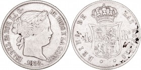MONARQUÍA ESPAÑOLA
ISABEL II
4 Reales. AR. Madrid. 1858. 5,01 g. CAL.305. BC