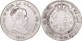 MONARQUÍA ESPAÑOLA
ISABEL II
4 Reales. AR. Sevilla RD. 1836. 5,81 g. CAL.312. MBC-