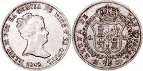 MONARQUÍA ESPAÑOLA
ISABEL II
Real. AR. Madrid CL. 1839. 1,49 g. CAL.410. Muy escasa así. EBC+/EBC