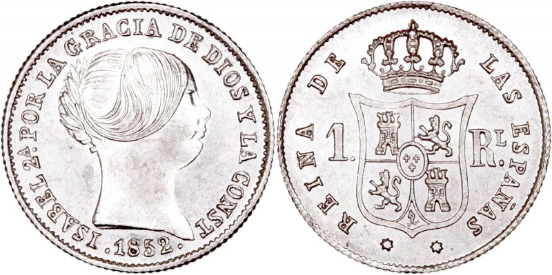 MONARQUÍA ESPAÑOLA
ISABEL II
Real. AR. Sevilla. 1852. 1,31 g. CAL.434. Pleno b...