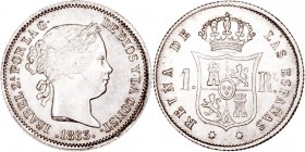 MONARQUÍA ESPAÑOLA
ISABEL II
Real. AR. Sevilla. 1863. 1,29 g. CAL.443. Bella pieza con pleno brillo. Muy escasa así. SC