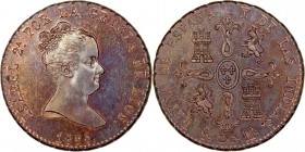 MONARQUÍA ESPAÑOLA
ISABEL II
8 Maravedís. AE. Madrid DG. 1835. Departamento de Grabado. 11,43 g. CAL.466. Bellísima pieza que mantiene brillo y prec...