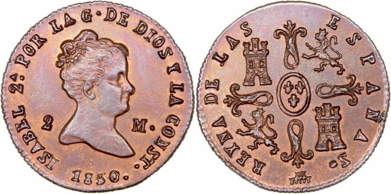MONARQUÍA ESPAÑOLA
ISABEL II
2 Maravedís. AE. Segovia. 1850. 2,51 g. CAL.563. ...