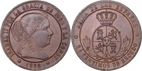 MONARQUÍA ESPAÑOLA
ISABEL II
2 1/2 Céntimos de Escudo. AE. Sevilla OM. 1868. 6,24 g. CAL.650. Bonita pieza. EBC+