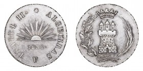 MONARQUÍA ESPAÑOLA
ISABEL II
AR-25. Proclamación en Algeciras, 1834. 5,82 g. H.1. Muy bella y rara así. EBC+