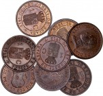 LA PESETA
LOTES DE CONJUNTO
Lote de 9 monedas. AE. Céntimo 1870, 1906 (2), 1912 (6). SC- a MBC+