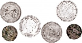 MONEDAS EXTRANJERAS
LOTES DE CONJUNTO
Lote de 3 monedas. AR. Canadá 5 Cents 1891, Guatemala 1/4 Real 1897 y Méjico 10 Centavos 1919. MBC a BC