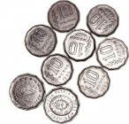 MONEDAS EXTRANJERAS
ARGENTINA
Lote de 9 monedas. Cuproníquel. 10 Céntimos 1962 al 1968, 25 Céntimos 1965 y 1968. EBC a MBC+