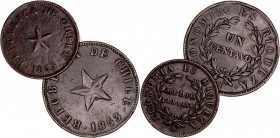 MONEDAS EXTRANJERAS
CHILE
Lote de 2 monedas. AE. 1/2 Centavo y Centavo 1853. MBC- a BC