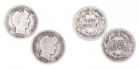 MONEDAS EXTRANJERAS
ESTADOS UNIDOS
Lote de 2 monedas. AR. Dime 1906 y 1914. BC+