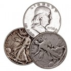 MONEDAS EXTRANJERAS
ESTADOS UNIDOS
Lote de 3 monedas. AR. 1/2 Dólar 1945, 1945 S y 1952. MBC a MBC-