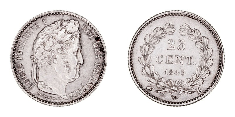 MONEDAS EXTRANJERAS
FRANCIA
LUIS FELIPE I
25 Céntimos. AR. 1845 B. 1,29 g. KM...