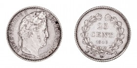 MONEDAS EXTRANJERAS
FRANCIA
LUIS FELIPE I
25 Céntimos. AR. 1845 B. 1,29 g. KM.755,2. Manchita en anv. EBC-