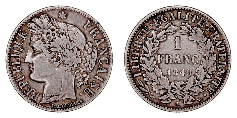 MONEDAS EXTRANJERAS
FRANCIA
Franco. AR. 1849 A. 4,76 g. KM.759,1. MBC