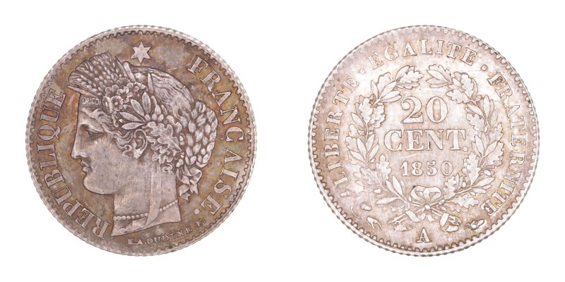MONEDAS EXTRANJERAS
FRANCIA
20 Céntimos. AR. 1850 A. 1,01 g. KM.758,1. Bella p...