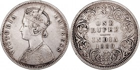 MONEDAS EXTRANJERAS
INDIA BRITÁNICA
VICTORIA
Rupia. AR. 1880 C. KM.492. MBC-