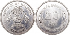 MONEDAS EXTRANJERAS
MALDIVAS
20 Rufiyaa. AR. 1977. KM.56. EBC