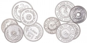 MONEDAS EXTRANJERAS
MONGOLIA
Aluminio. Lote de 5 monedas. 1, 2, 10, 15 y 20 Mongo 1959. SC a EBC