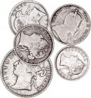 MONEDAS EXTRANJERAS
STRAITS SETTLEMENTS
Lote de 5 monedas. AR. 5 cents 1901, 10 Cents 1887, 1895 y 1910, 20 Cents 1893. MBC- a BC