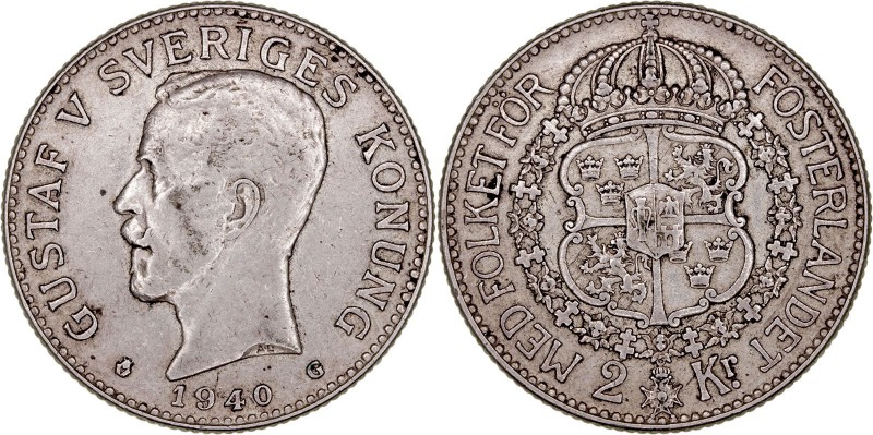 MONEDAS EXTRANJERAS
SUECIA
GUSTAVO V
2 Kronor. AR. 1940 G. KM.787. MBC