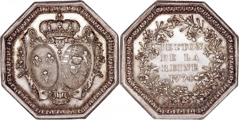 MEDALLAS
FRANCIA
Jetón. AE. María Antonieta 1774. Reacuñación en cobre platead...