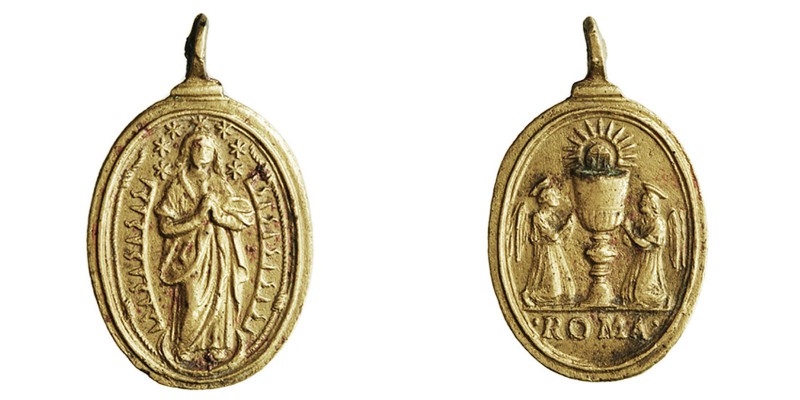 MEDALLAS
RELIGIOSAS
AE-24. Inmaculada y Santísimo. En exergo ROMA. Siglo XVII-...