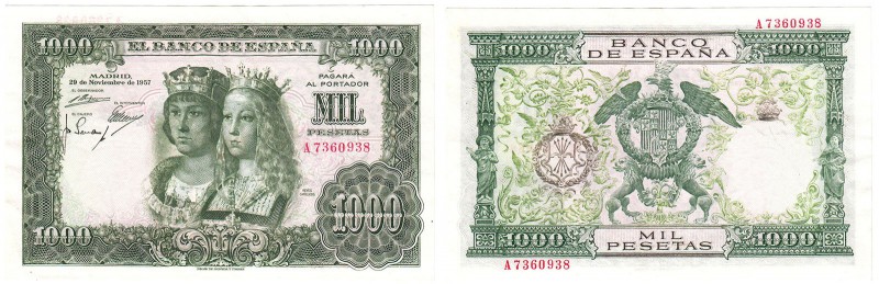 BILLETES
ESTADO ESPAÑOL, BANCO DE ESPAÑA
1000 Pesetas. 29 noviembre 1957. Seri...