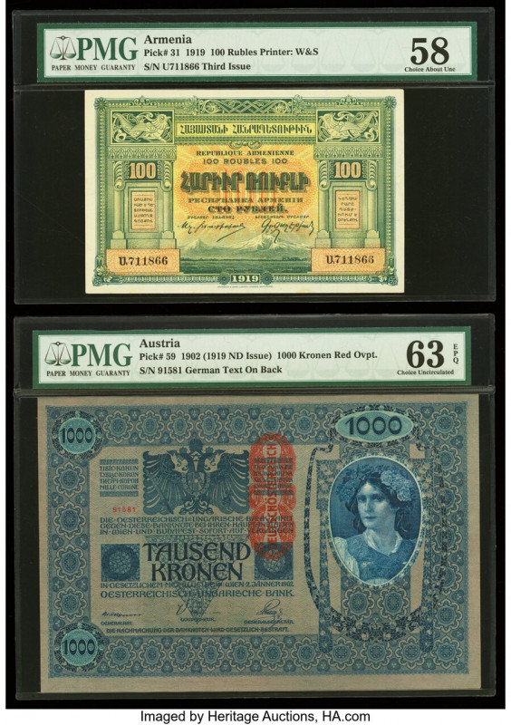 Armenia, Austria, Germany & Serbia Group Lot of 4 Examples PMG Choice About Unc ...