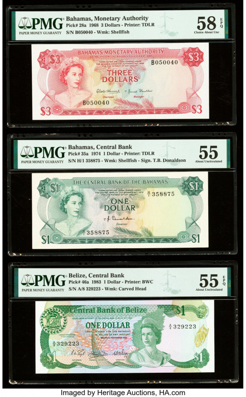 Bahamas, Belize & East Caribbean States Group Lot of 5 Examples PMG Choice About...