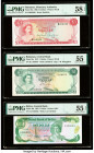 Bahamas, Belize & East Caribbean States Group Lot of 5 Examples PMG Choice About Unc 58 EPQ; About Uncirculated 55; About Uncirculated 55 EPQ (2); Ext...