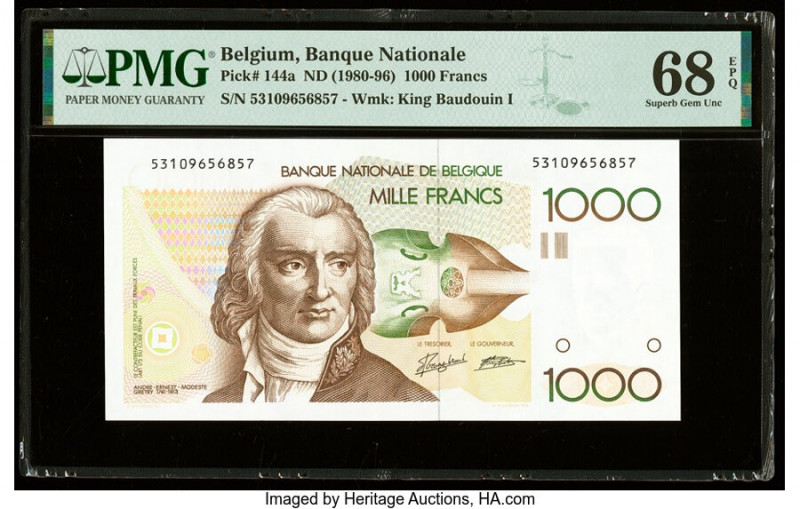 Belgium Banque Nationale de Belgique 1000 Francs ND (1980-96) Pick 144a PMG Supe...