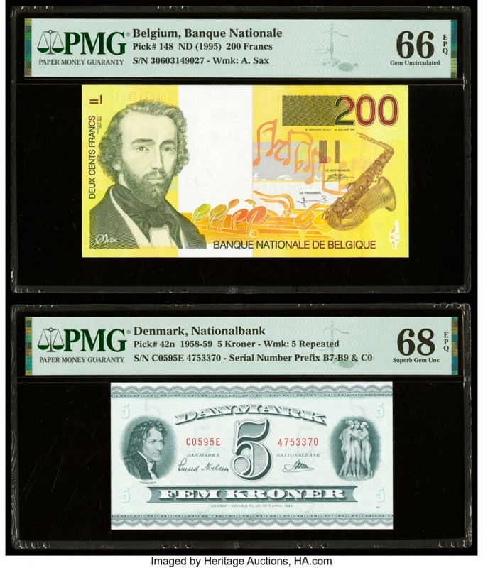 Belgium Banque Nationale de Belgique 200 Francs ND (1995) Pick 148 PMG Gem Uncir...