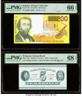 Belgium Banque Nationale de Belgique 200 Francs ND (1995) Pick 148 PMG Gem Uncirculated 66 EPQ Denmark National Bank 5 Kroner 1958-59 Pick 42n PMG Sup...