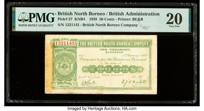 British North Borneo British North Borneo Company 50 Cents 1938 Pick 27 PMG Very...