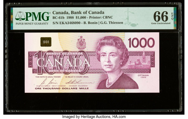 Canada Bank of Canada $1000 1988 BC-61b PMG Gem Uncirculated 66 EPQ. 

HID098012...