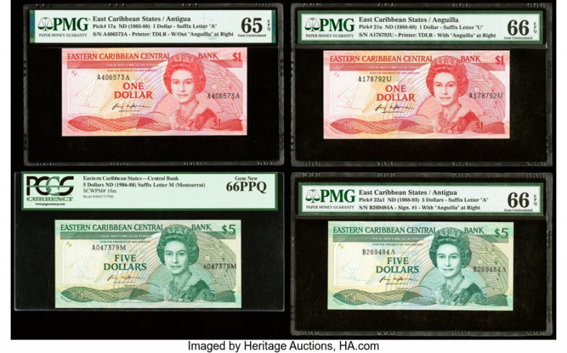 East Caribbean States Central Bank 1 (2); 5 (2); Dollar ND (1985-88); ND (1986-8...