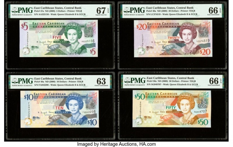 East Caribbean States Central Bank 5; 10; 20; 50 Dollars ND (2008) Pick 47a; 48a...