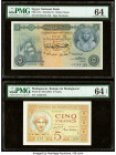 Egypt National Bank of Egypt 5 Pounds 1952-60 Pick 31c PMG Choice Uncirculated 64; Madagascar Banque de Madagascar 5 Francs ND (1937) Pick 35 PMG Choi...