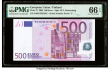 European Union Central Bank, Finland 500 Euro 2002 Pick 7l PMG Gem Uncirculated 66 EPQ. 

HID09801242017

© 2020 Heritage Auctions | All Rights Reserv...