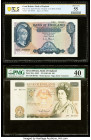 Great Britain Bank of England 5; 50 Pounds ND (1957-61); ND (1981-88) Pick 371a; 381a Two Examples PCGS Banknote About Unc 55; PMG Extremely Fine 40. ...