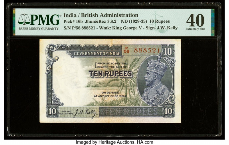 India Government of India 10 Rupees ND (1928-35) Pick 16b Jhun3.8.2 PMG Extremel...