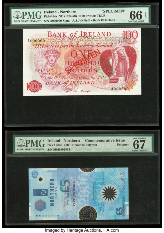 Ireland - Northern Bank of Ireland; Northern Bank 100; 5 Pounds ND (1974-78); 8....